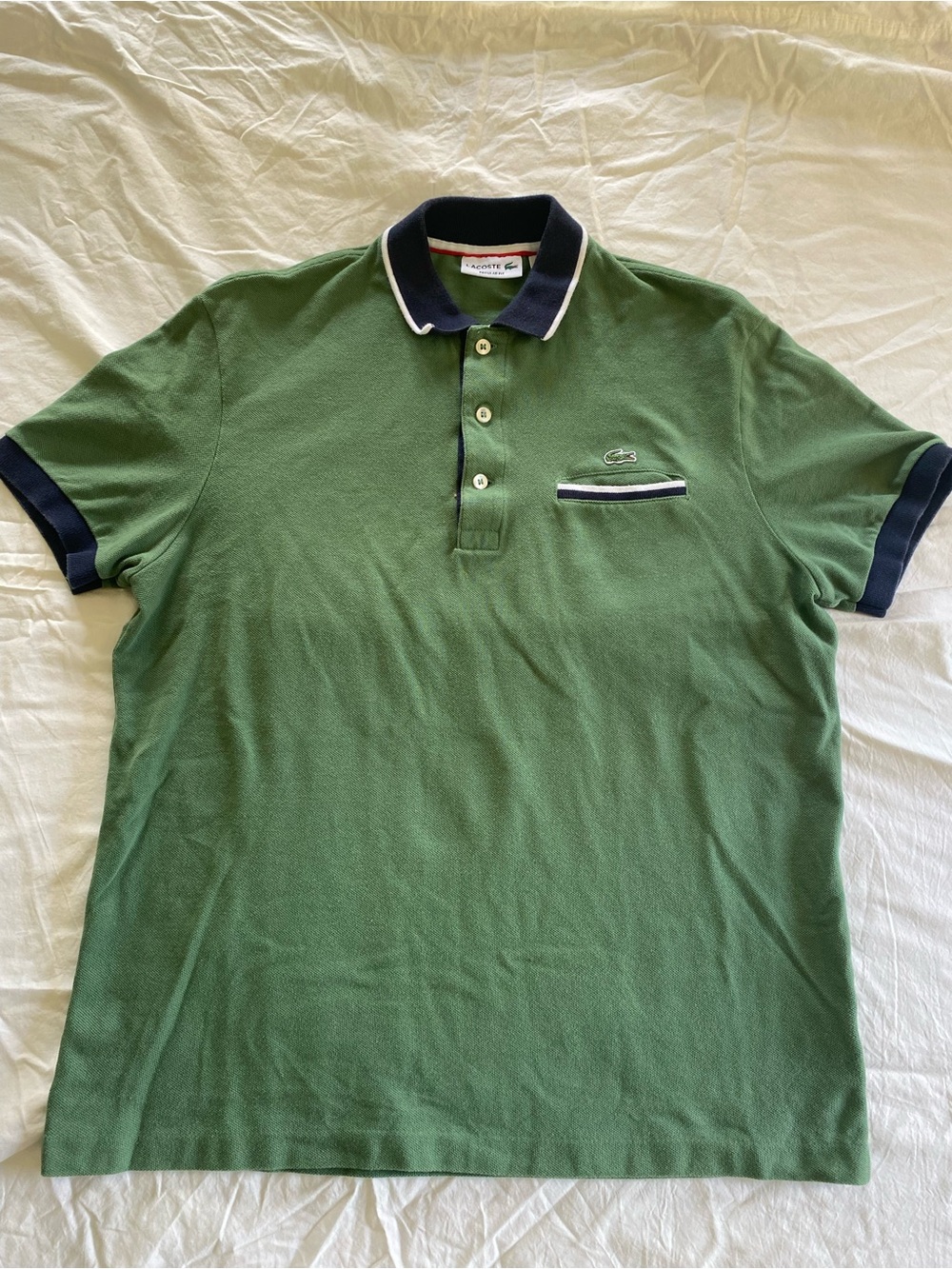 Lacoste Green Polo with Navy Contrast Trim